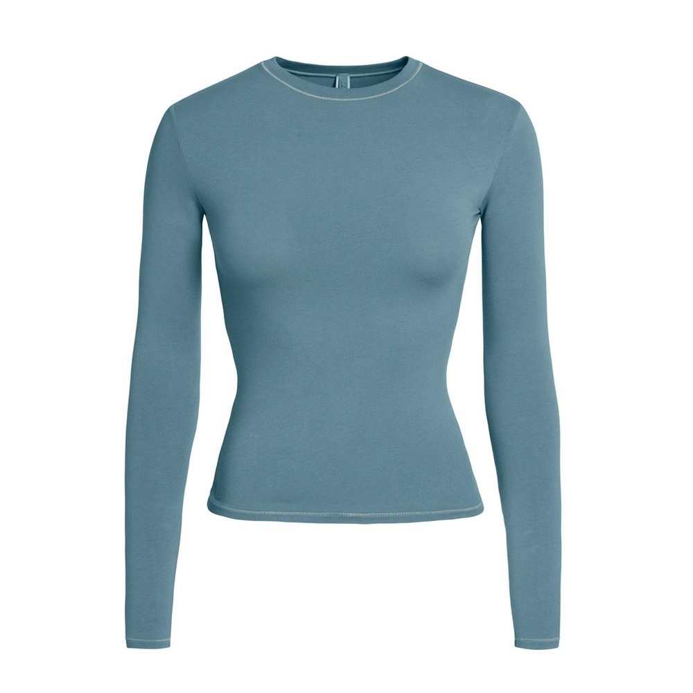NWT SKIMS COTTON JERSEY LONG SLEEVE TEE IN Kyanite SIZE LARGE
